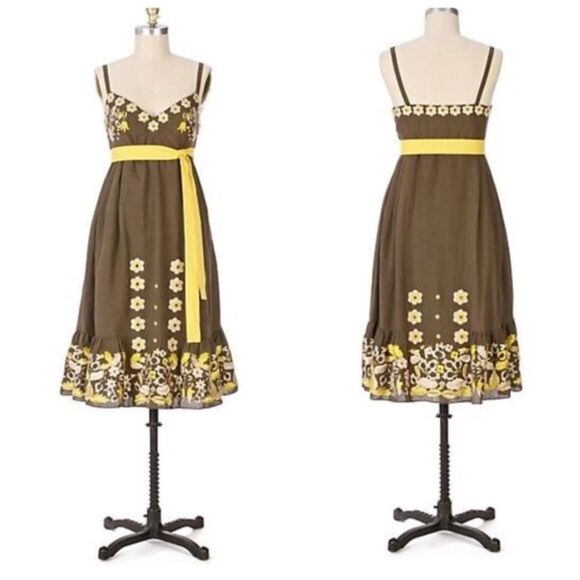 LITHE Embroidered RYEGRASS Dress w/ SASH 2 4 XS S - Picture 7 of 8